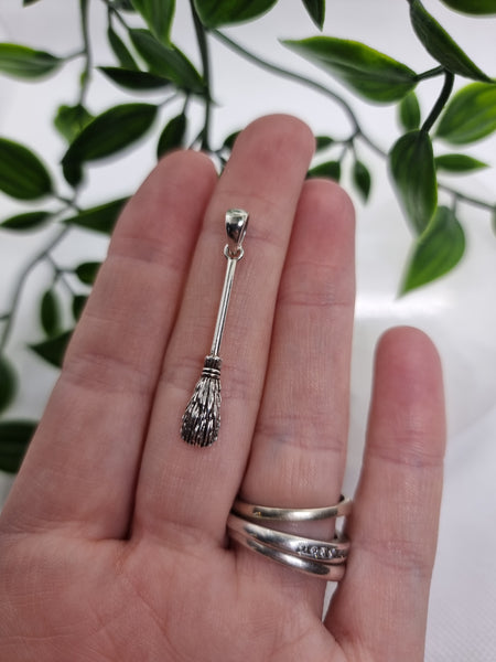 Witches Broomstick Pendant (Sterling Silver)
