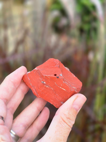 Raw red jasper incense holder