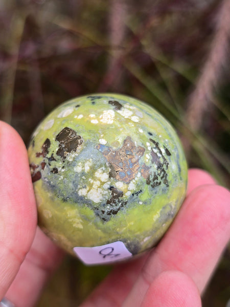 Serpentine egg with pyrite