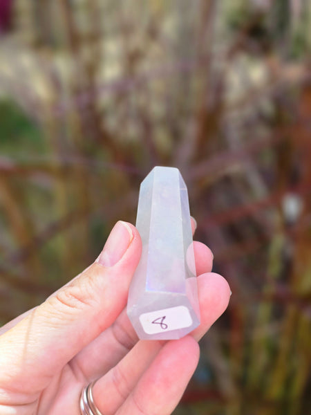 Aura rose quartz point