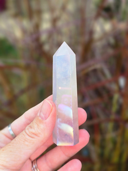Aura rose quartz point