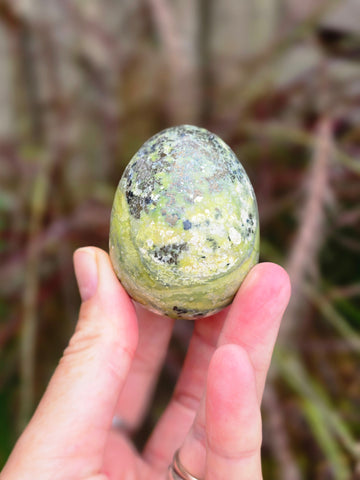 Serpentine egg with pyrite