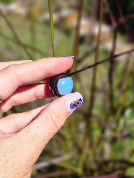 Blue dyed agate sphere