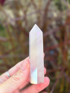 Aura rose quartz point
