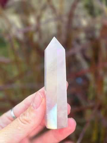 Aura rose quartz point