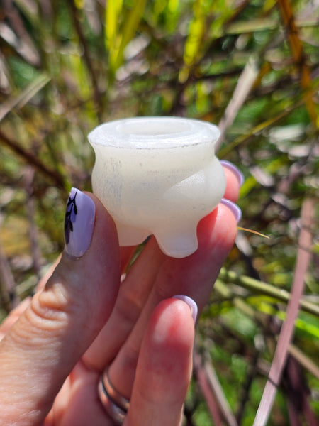 White calcite cauldron