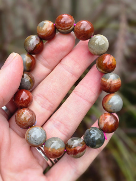 Polychrome jasper bead bracelet