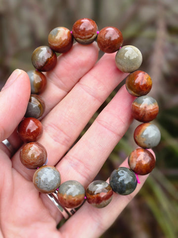 Polychrome jasper bead bracelet