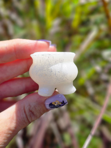 White calcite cauldron