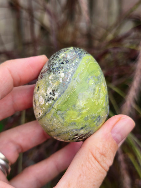 Serpentine egg with pyrite