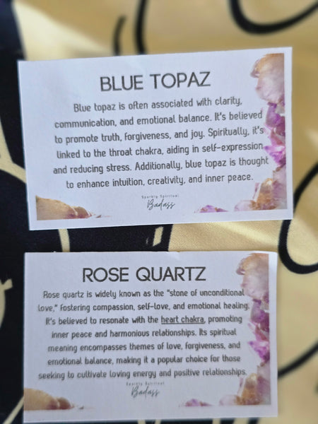 Rose quartz with blue topaz