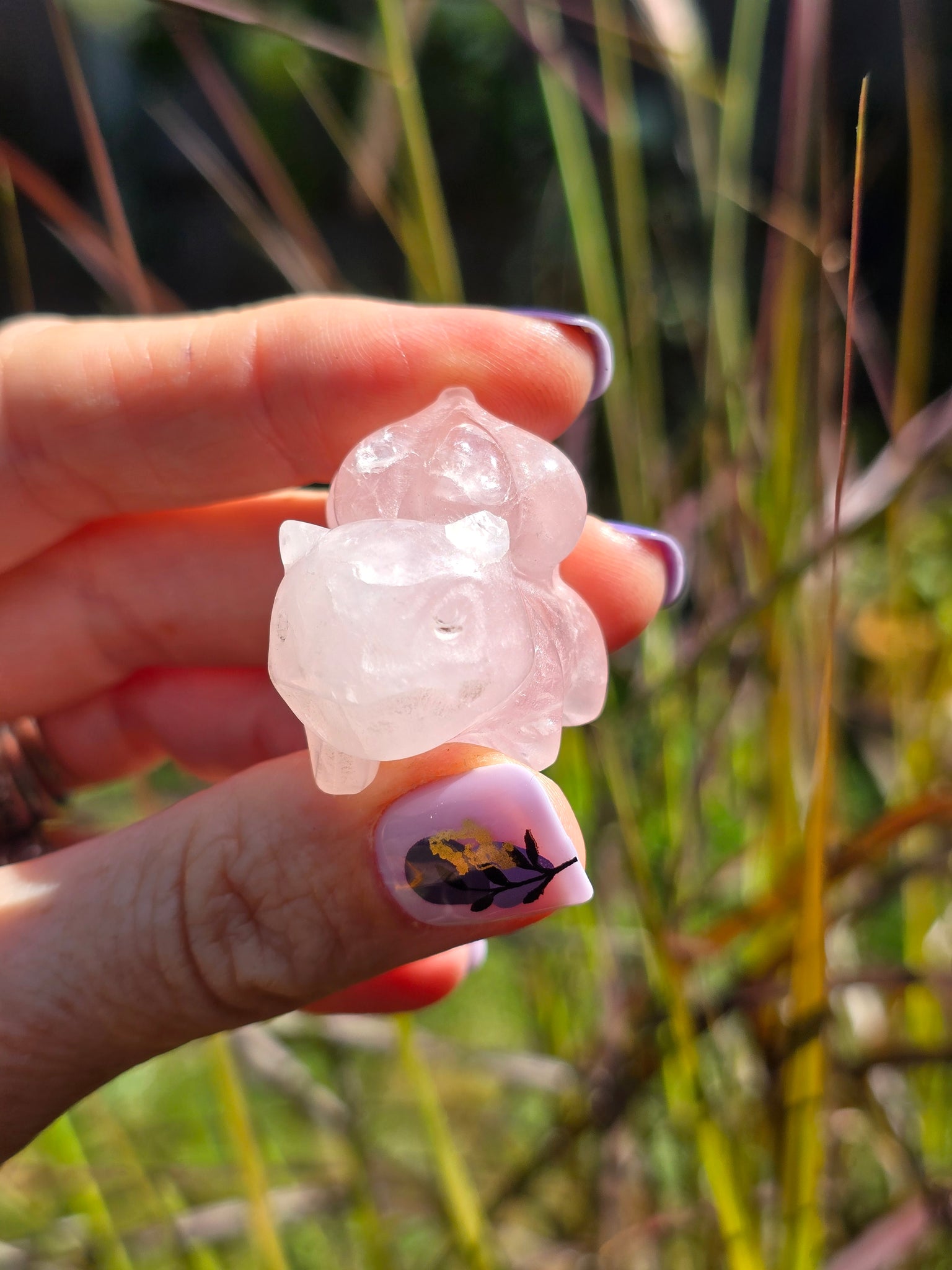 bulbasaur - Rose quartz ( damaged to ear )