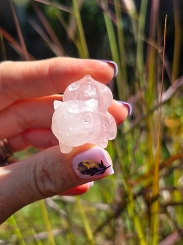bulbasaur - Rose quartz ( damaged to ear )