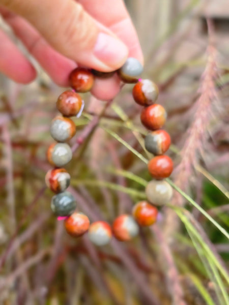 Polychrome jasper bead bracelet