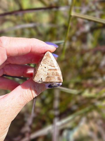 Amber calcite pyramid